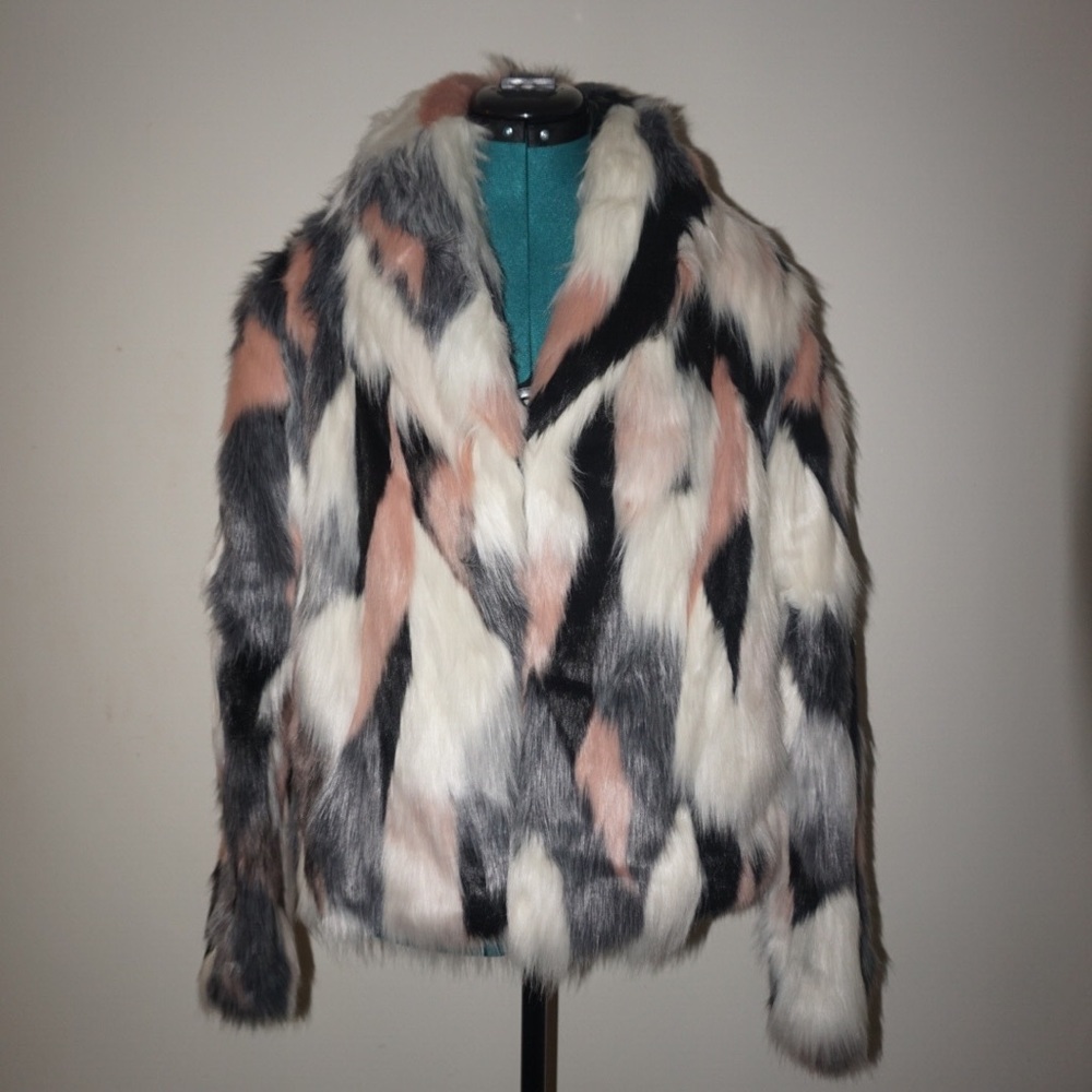 Brand New Multicolored Faux Fur Coat